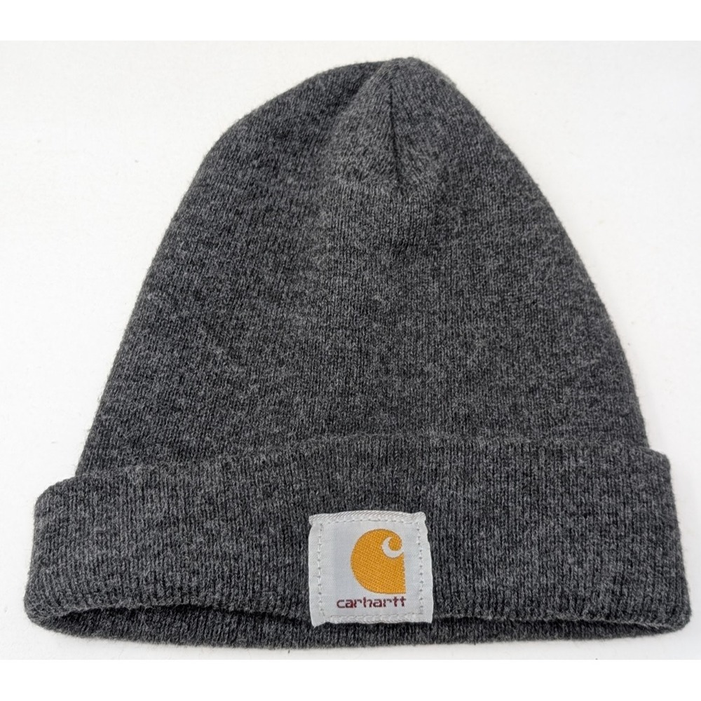 Vintage Carhartt Beanie Hat Made in USA Adult Gray Cap Acrylic Men Women Winter